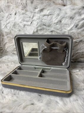Travel Jewelry Organizer Case in Gray with Mirror Personalized JANET